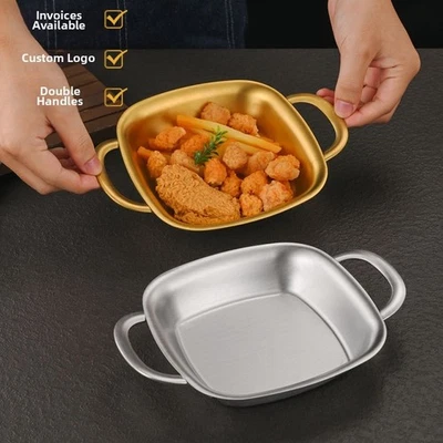 Stainless Steel Deep Basin Square Plates for Snacking and For FRENCH Fries - Image 1 of 4