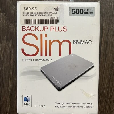 Seagate Backup Plus Slim Portable Drive for MAC 500 GB - New in Box - Image 1 of 2
