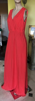 Nuevo Vestido Ted Baker Seda Maxi Largo Rojo Llama Imitación Envolvente Ojo de Cerradura 3 Foto 1 de 4