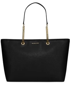 Neu Michael Kors Jet Set Tasche Kettenriemen Multifunktionstasche schwarz gold Handtasche - Bild 1 von 8