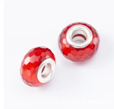 100-200 piezas Resina Brillo Brillo Polvo Gran Agujero Cuentas Pulsera Europea Artesanía Foto 1 de 4