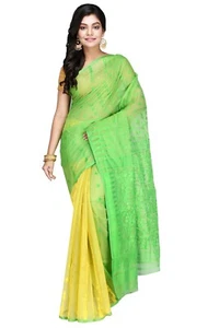 Mujeres indias tradicional Resham Dhakai Jamdani saris fiesta ropa festiva especial - Imagen 1 de 4
