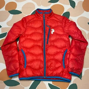 Peak Performance JR Helium Duck Down Puffer Jacket Girls 150 cm Red Blue - Picture 1 of 17
