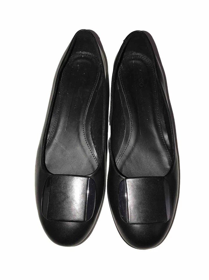 Ecco Anine Bailarina Ballet Plano Negro Cuero Zapato Talla 5 EE. UU. Mujeres EU 36 Foto 1 de 4
