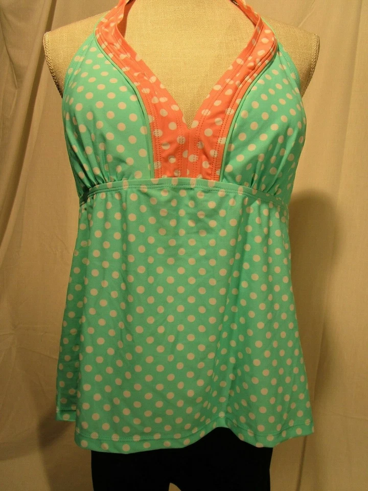 TANKINI MALIBU NUEVO CON ETIQUETAS VERDE Y NARANJA LUNARES TALLA 1 Foto 1 de 4
