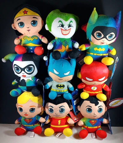 Justice League Gradient Set of 9 Stuffed Dolls Batman 7” Plush Rare  DC Comics Cover
