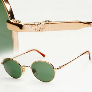 Emporio Armani Sunglasses 1997 Vintage Round Small Gold Green Eagle 008-S 806 - Picture 1 of 12