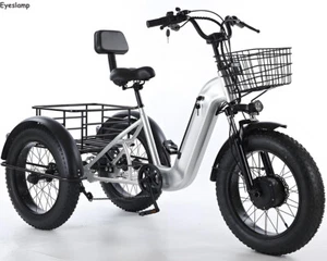 20" Fat Tire Electric Tricycle 500W 48V 12Ah Cargo/Utility E-Trike 40km Range - Picture 1 of 13