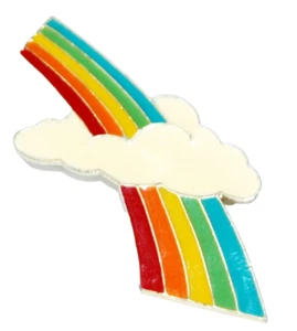 Vintage Enamel Rainbow in Cloud Brooch or Lapel Pin approx 2" x 2" - Picture 1 of 5