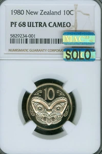 1980 NEW ZEALAND 10 CENTS NGC PF68 UCAM MAC SOLO FINEST & SPOTLESS * - Picture 1 of 2