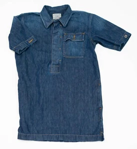 Polo Ralph Lauren Denim Dress Womens M Dark Blue Short Sleeve 100% Cotton Pocket - Picture 1 of 18