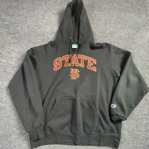 Champion Florida State Seminoles FSU Hoodie Mens L Black Pullover Eco Football Cover