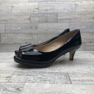 Alex Marie Size 7 MWomen Open Toe Pump Patent Black - Picture 1 of 9