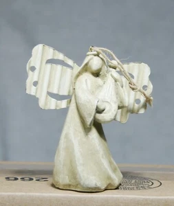 Angelo vintage ornamento porcellana e metallo ali che suona mandolino alto 4" - Foto 1 di 8