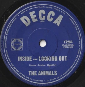 ANIMALS 45: INSIDE - LOOKING OUT/OUTCAST AUSSIE DECCA 7284 EX-/EX- 1966 - Picture 1 of 2