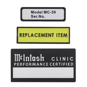 MCLNTOSH Modelo MC-30 AMPLIFICADOR logotipo insignia PEGATINA CALCOMANÍA IMPERMEABLE PVC HÁGALO USTED MISMO - Imagen 1 de 7