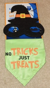 Halloween Dog Cat Pet "NO TRICKS JUST TREATS" Wicked Witch Bandana Costume SMALL - Picture 1 of 2