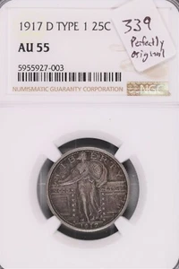 1917-D Type 1 Standing Liberty Silver Quarter NGC AU-55 #003 - Picture 1 of 2