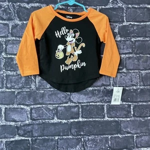 Disney Minnie Mouse 12 Month Halloween "Hello Pumpkin" Orange Black Long Sleeve - Picture 1 of 7
