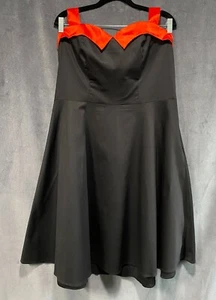 Women's Halter Swing Dress Size XXL Black With Red Satin Trim by Dressystar - Picture 1 of 6