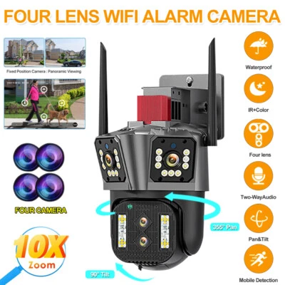 Security Camera outdoor 8K IP Camera 10X Zoom Four lens PTZ WiFi Auto Tracking - Image 1 of 4
