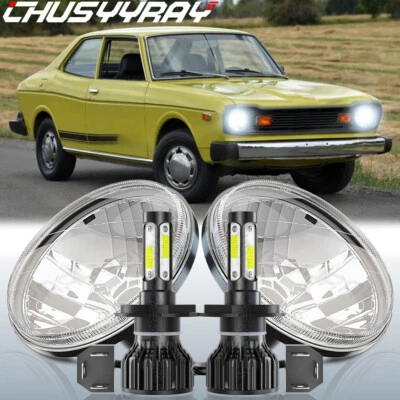 Pair 7"inch Chrome LED Headlight Hi-Lo Sealed Beam Lamp for Subaru DL 1975-1981 - Image 1 of 4