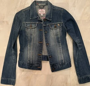 VTG - Abercrombie Girls Sz XL Denim Jean Jacket Buttons - Distressed - Pockets - Picture 1 of 11