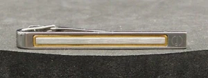 Barra de clip de corbata vintage Dunhill tono plata y oro 5,8 cm accesorio de diseñador - Imagen 1 de 4