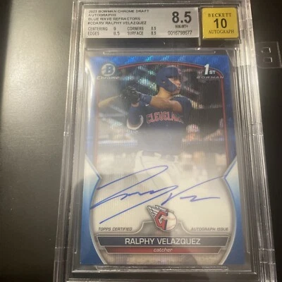 2023 Bowman Draft Chrome RALPHY VELAZQUEZ 1st RC Blue Wave Auto #'d 50/150 PSA 9 - Image 1 of 2