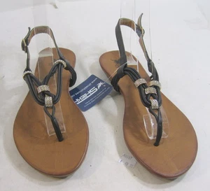 scarpe sandali donna nuovi estivi neri strass cinturino posteriore misura 7 - Foto 1 di 3