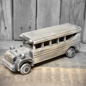 Autobús escolar vintage madera 29x11x9 cm Shabby regalo hecho a mano vehículo casa de campo - Imagen 1 de 1
