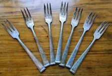 7 AWS Wellner Antique Fish Fork with original Patina Marked 100 20 & Dice 90 18 
