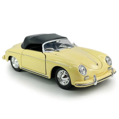 1:24 Scale Porsche 356A Speedster Model Car Diecast Vehicles 2 Doors Open Beige - Image 1 of 4