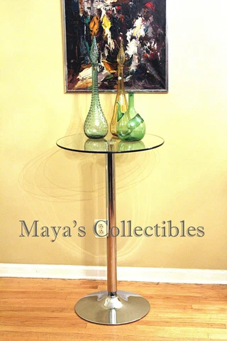 Modern Bistro Pub Table Tall Glass & Chrome 24" X 40" Tall Cover