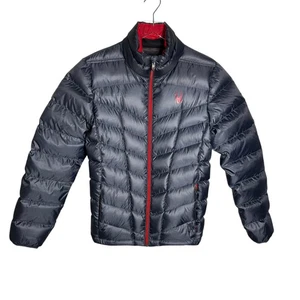 Spyder Men's Pelmo Down Jacket size small dark gray with red accents - Picture 1 of 11