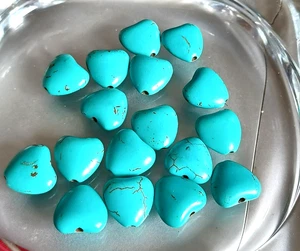 TURQUOISE HOWLITE HEART BEADS 10mm 40 BEADS. UK SELLER - Picture 1 of 1