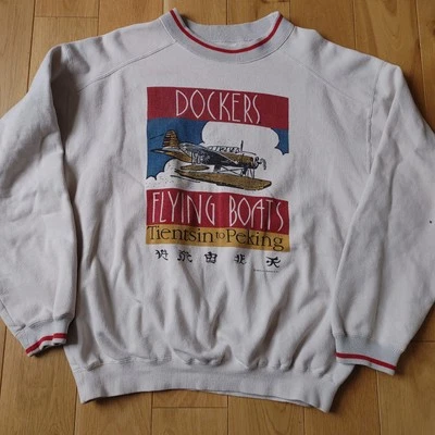 Vintage Levis Strauss Sweatshirt 1989 Chinese Ringer Dockers Flying Boats XL - Image 1 of 4