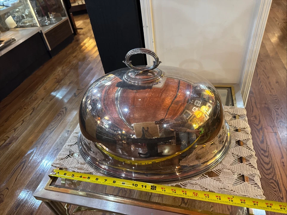 CUBIERTA PLATEADA PARA ALIMENTOS/CARNE... CA.1890 Cúpula grande de pavo con sellos distintivos Foto 1 de 4