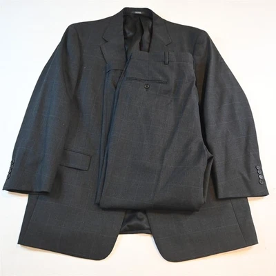 Austin Reed 46R 38x30 Gray Glenn Check 100% Wool USA Made Mens Jacket Pants Suit - Image 1 of 4