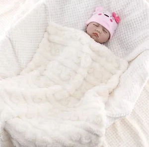 Swaddle Baby Blanket Thermal Soft Fleece Quilt Bedding Solid Color Newborn - Picture 1 of 3