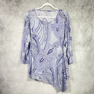 Chico's Top Blouse Womens Size XXL Purple Coastal Asymmetrical Tunic - Picture 1 of 9