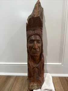 RARE! Vintage Richard Swennes Hand Carved Chief Red Cloud Sioux Native Indian - Picture 1 of 19