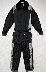 Vtg Walls Blizzard Pruf Snow Snowmobile Fishing Ski Suit Black Belted Mens Large - Picture 1 of 9