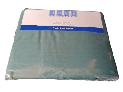 Vintage NOS Twin Flat Sheet Dark Green Home Essentials  Kmart 66" X96" - Image 1 of 4