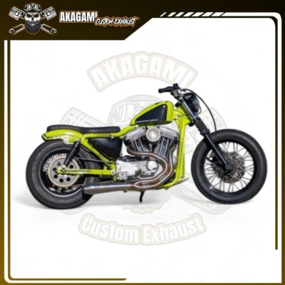 Full Custom Exhaust Fit For Harley-Davidson Sportster 2 Into 1 Natural - Image 1 of 3