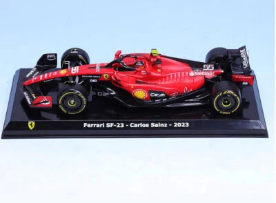 BBURAGO 1:24 Signature 2023 SF23 FERRARI F1 #55 Carlos Sainz Model CAR w/ Helmet - Image 1 of 4