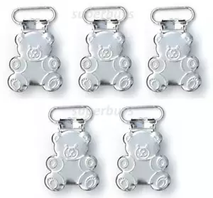 1 5 Lead Free 25mm Bear Shape Suspender Bib Pacifier Dummy Clip Buckle Teething - Picture 1 of 5