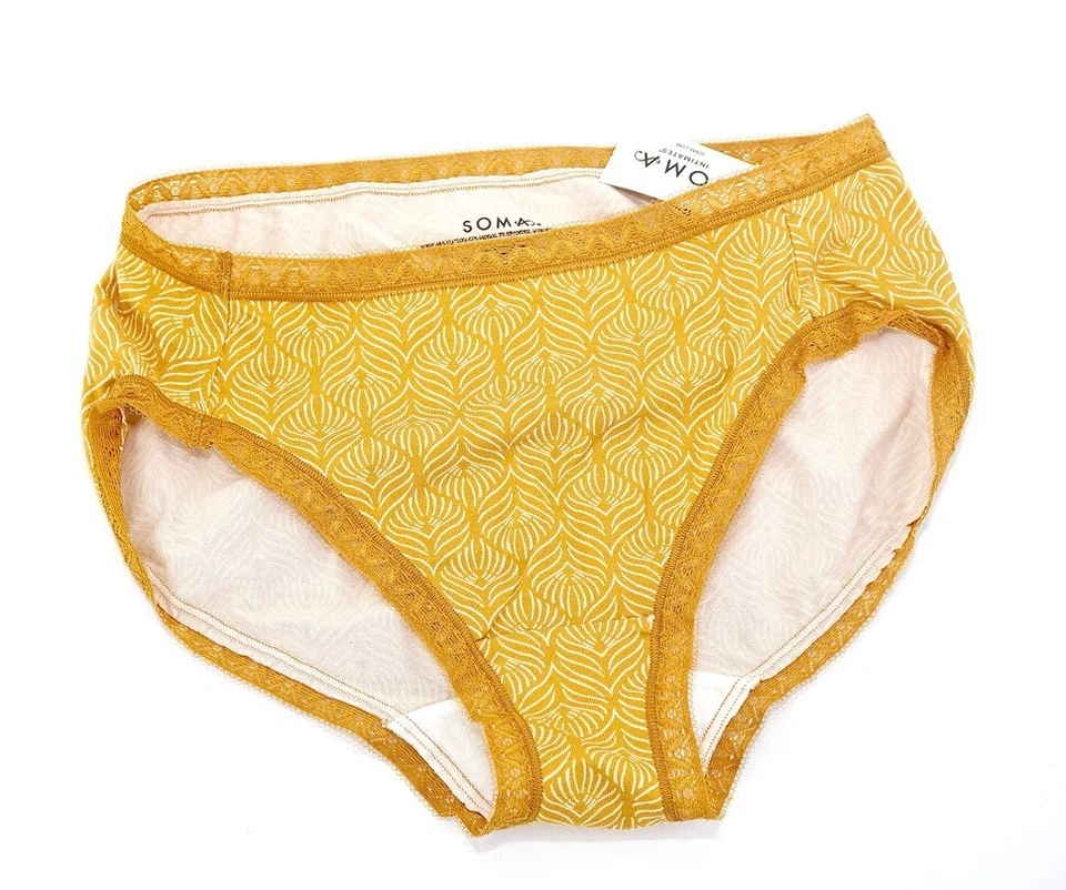 Soma Intimates Algodón Modal Pierna Alta ~ Pluma Geo M Butternut~ Talla: S [NUEVO CON ETIQUETAS] Foto 1 de 3