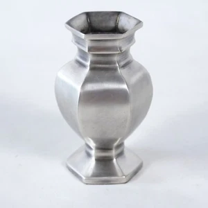 Vintage Pottery Barn Pewter Metal Vase 4" Urn Silver Gray - Picture 1 of 7