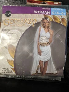 New Glamorous Greek Goddess Sexy Roman Costume Adult S Dress, headpc & Sandals - Picture 1 of 8